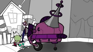 Zim attaches Gir to Cute Ray
